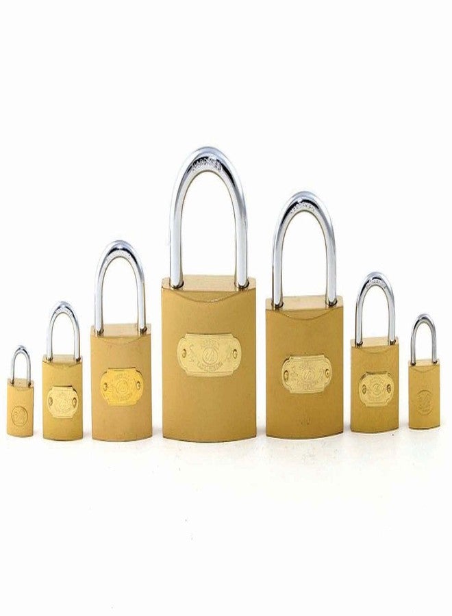 SAI PRASEEDA أقفال ساي براسيدا مستطيلة الشكل ذهبية اللون، مقاس 32 مم، عبوة من قطعتين، هيكل معدني، 3 مفاتيح وسلسلة مفاتيح لكل قفل، أقفال للأبواب والبوابات والرفوف وحقائب السفر، رقم المنتج: LK 4 - Image 4